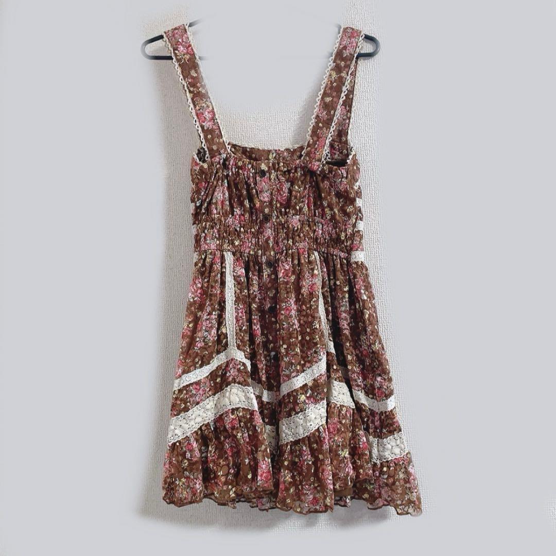 LIZLISA リズリサ チョコレート色 花柄ワンピース フラワー 平成 y2k