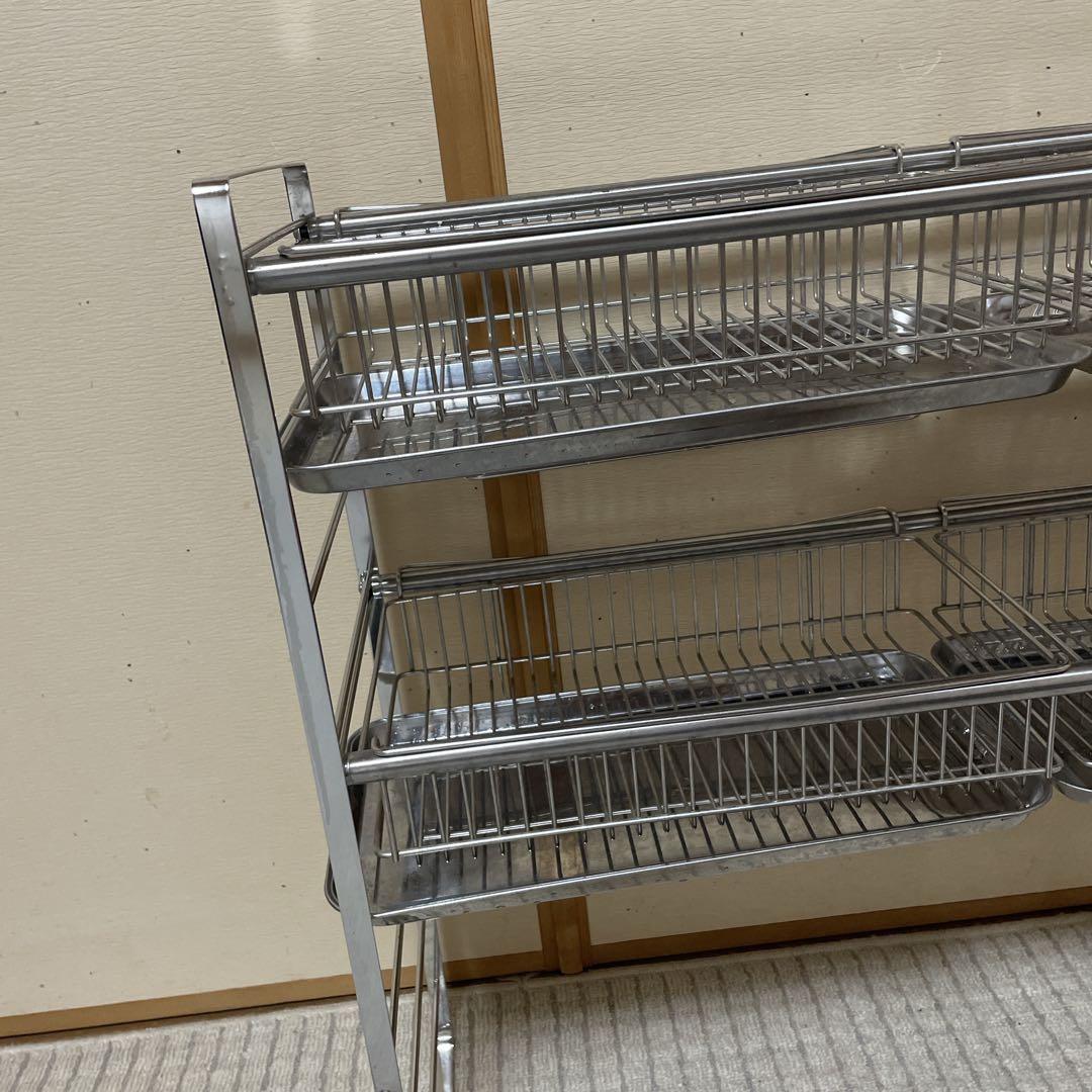 メタルラック❗️横幅伸縮❗️シンク上水切り2段/カゴ4個/