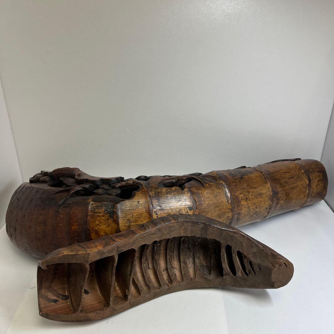 竹製　特大透かし人物置物　幅約76㎝/最大高さ約42㎝東Y8-0128④トコト