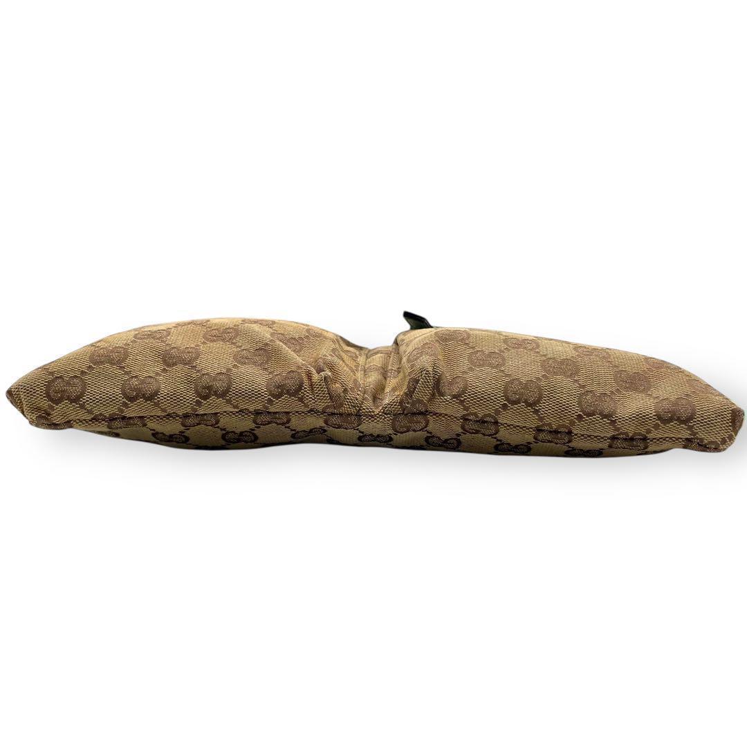 美品 GUCCI ボディバッグ キャンバス グリーン シェリーライン レザー