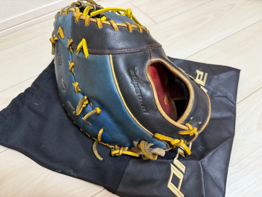 SSK野球　ファーストミット（オーダー）青黒黄 収納袋付き