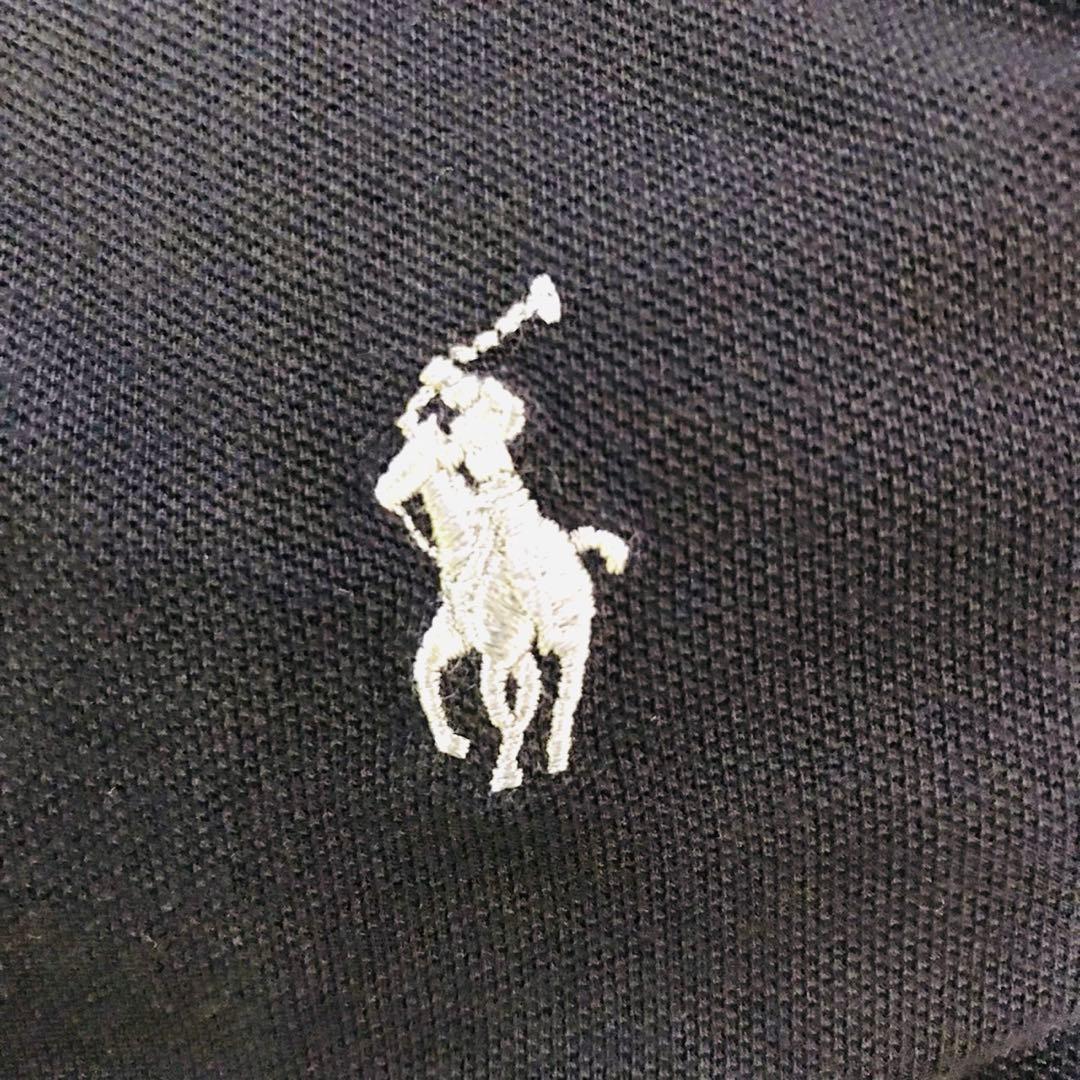 ポロラルフローレン フーディー 長袖ポロシャツ ワンポイントロゴ L ブラック