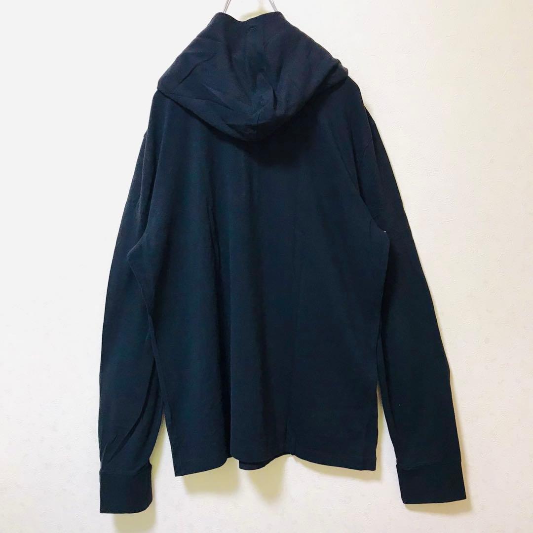 ポロラルフローレン フーディー 長袖ポロシャツ ワンポイントロゴ L ブラック