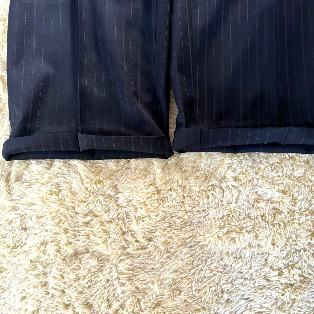美品✨ヒューゴボス　セットアップ　ネイビーストライプ　48トルコ製　総裏