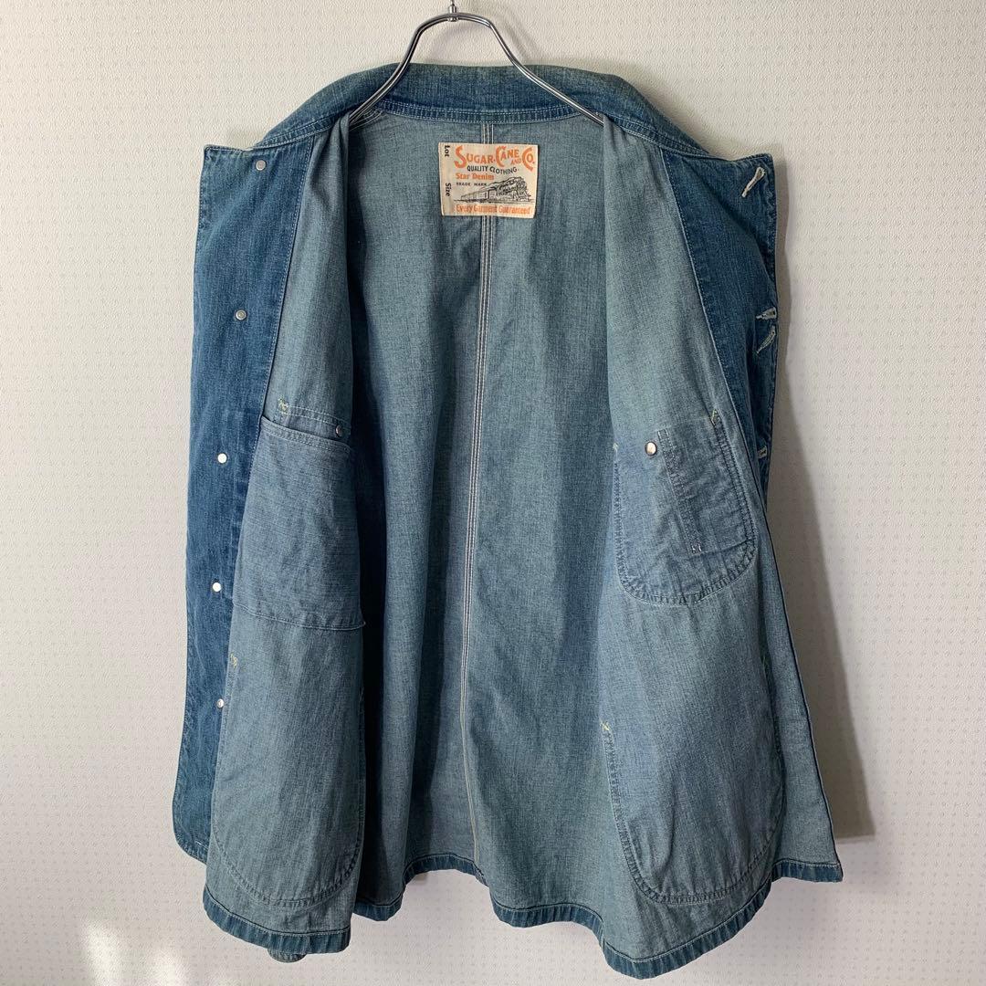 シュガーケーン 11ozデニムワークコート カバーオール ユーズドウォッシュ
