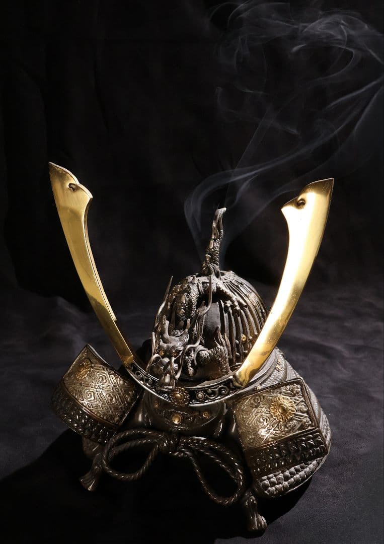 金工 龍光堂造 銅製 兜形 香炉 5374g 香道具 香爐 置物【MA756】