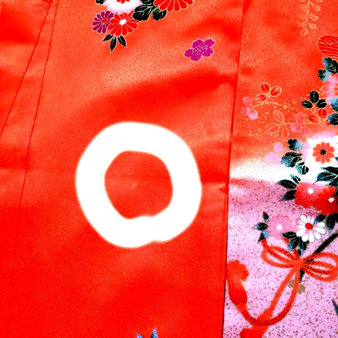 【オレンジ】七五三　3歳から5歳　帯　着物フルセット　女の子　朱色