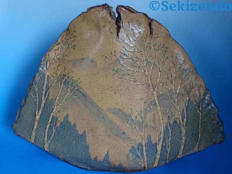 隆起象嵌篇壷　 為那都窯 加藤高山　活火山　麓の景色　花瓶　花器　共箱 2495