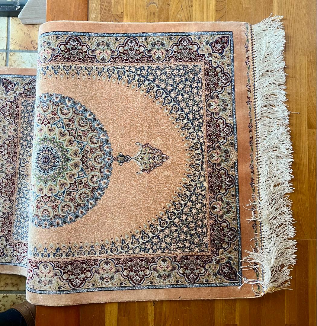 イラン、シルク銀柑敷物/サイズ:60x90cm…..mp1.