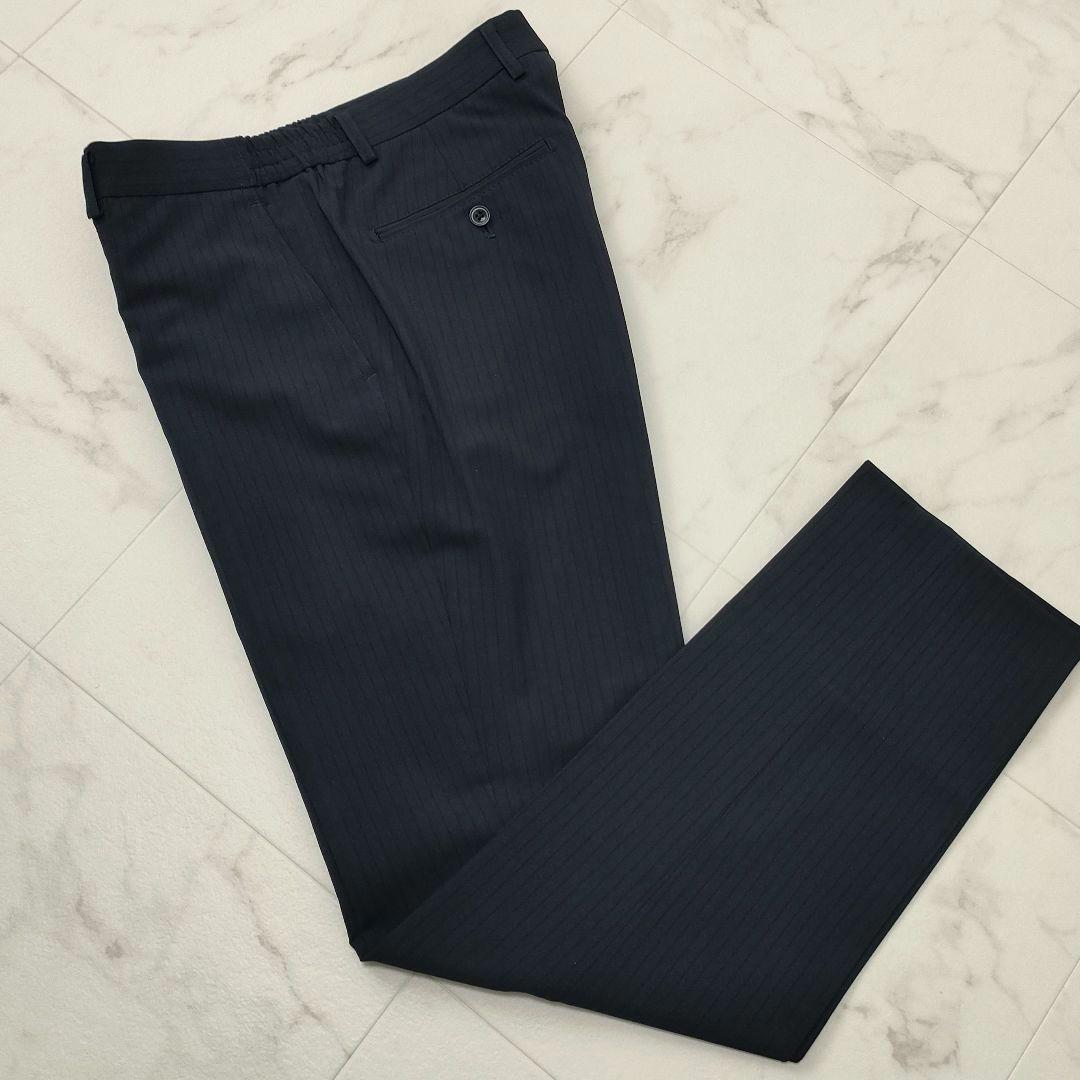 スーツセレクト　4Sシリーズ　3ピース　セットアップ　ストライプ　ネイビー　A6