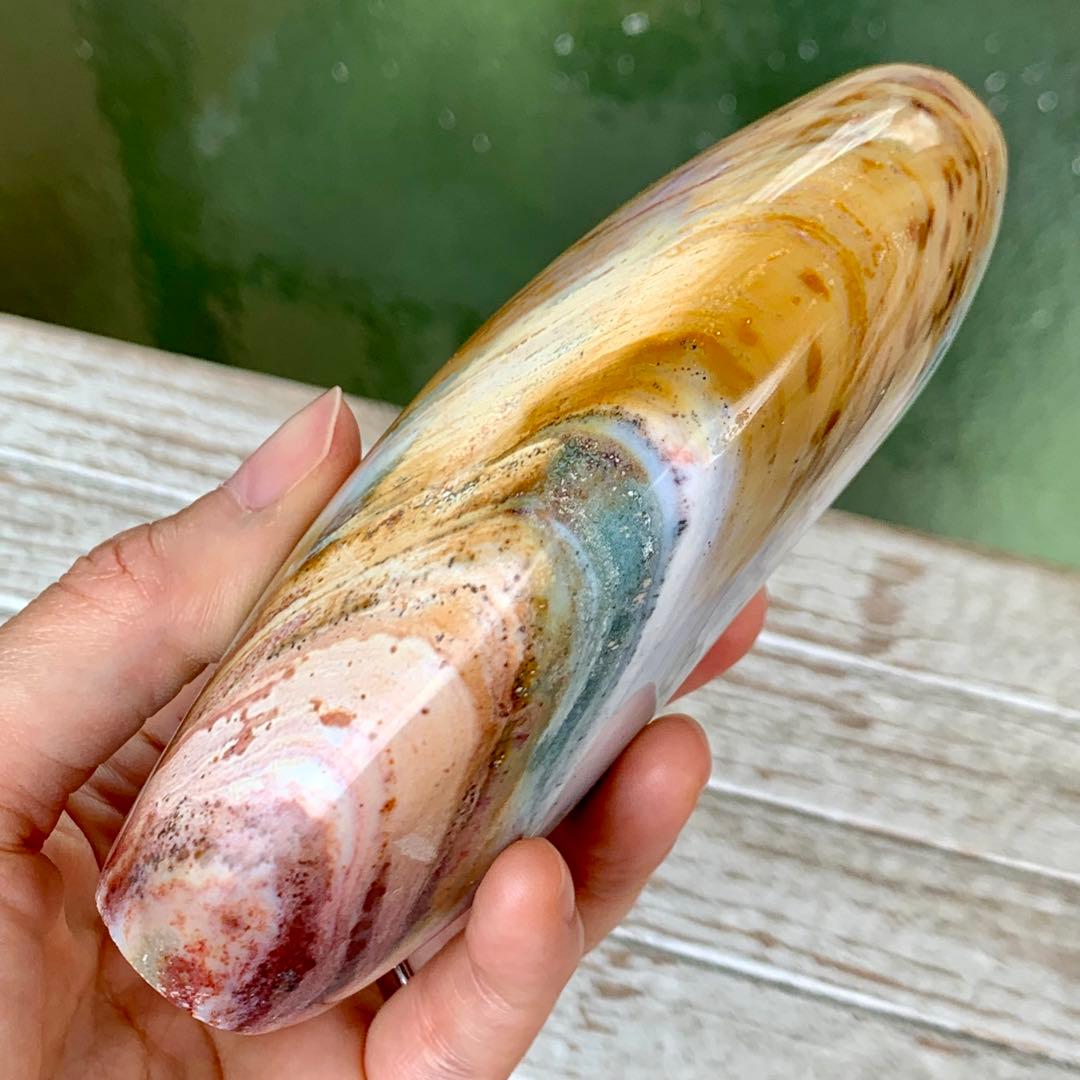 オーシャンジャスパー　フリーフォーム置物　虹色　マダガスカル産　天然石