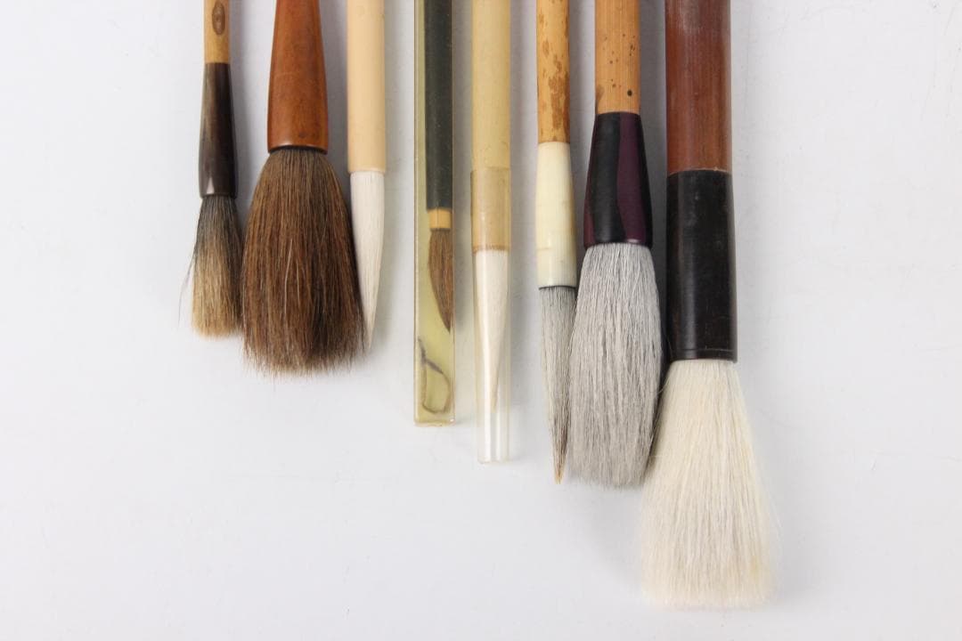 時代 まとめて 大量セット 共箱付 中国筆 日本筆 混合 文房具 FJ11-25