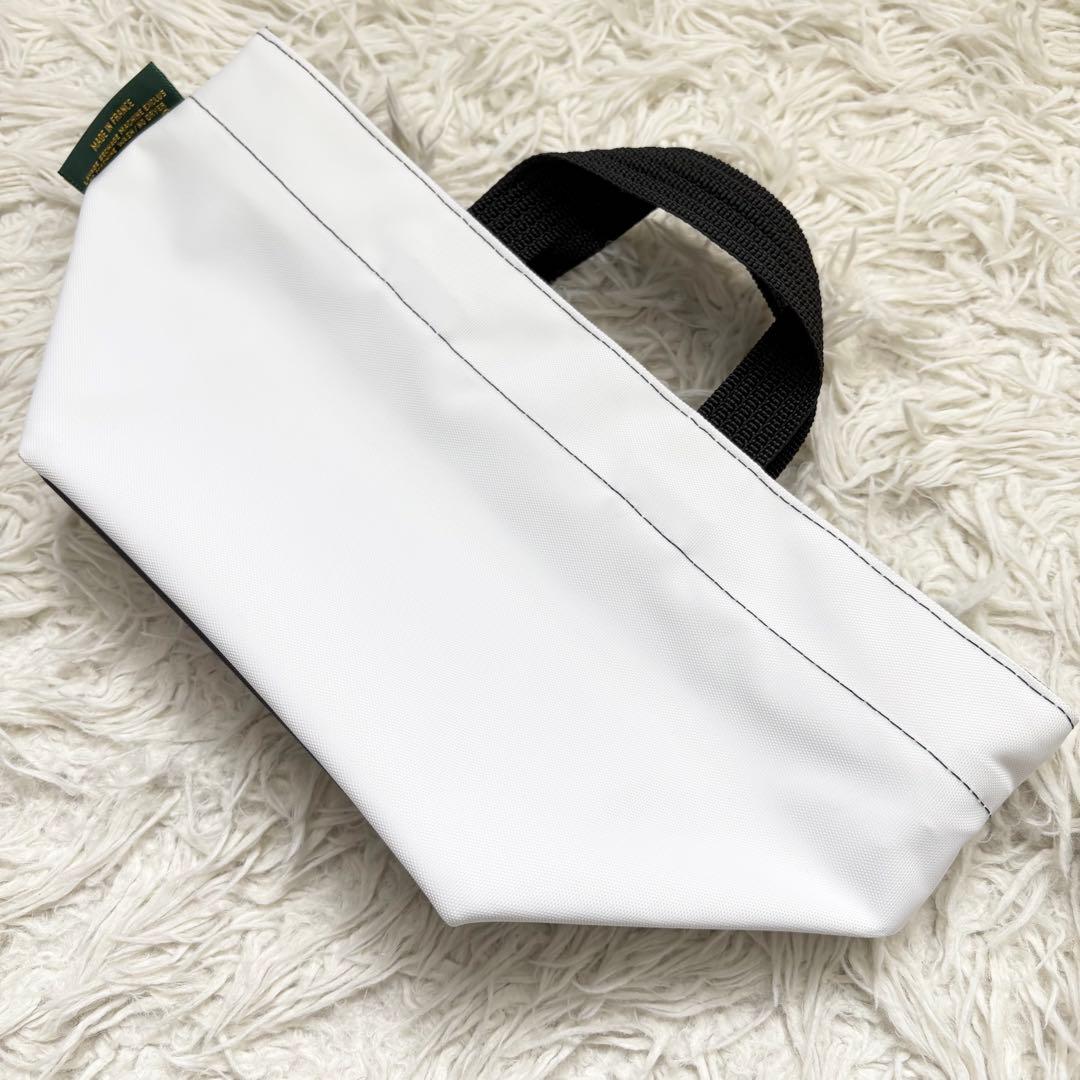 未使用級　エルベシャプリエ　舟形トートバッグ　Sサイズ　ホワイト×ブラック