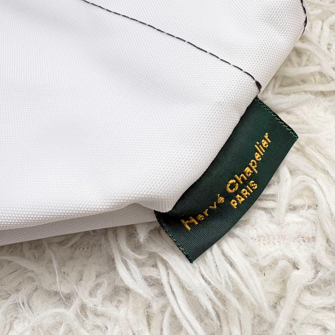 未使用級　エルベシャプリエ　舟形トートバッグ　Sサイズ　ホワイト×ブラック