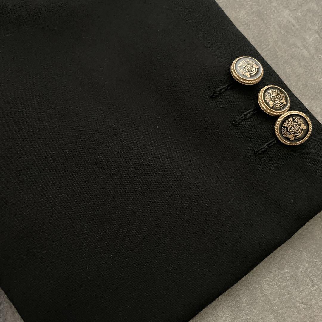 極上 漆黒ウール 黒金ボタン ダブルブレストスーツ のみ