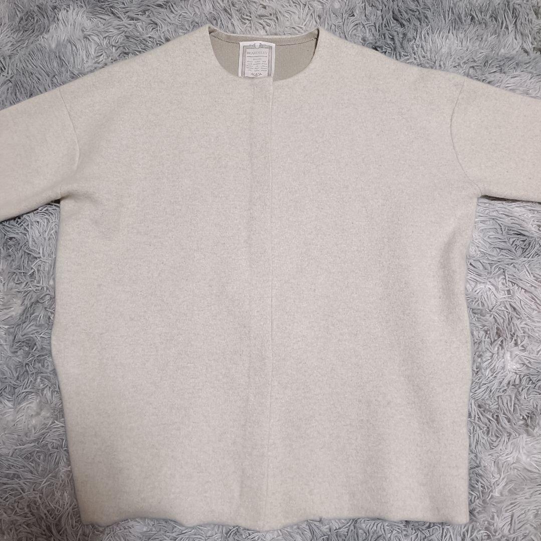 ビアズリー ニットコート ノーカラージャケット 洗える✨️カーディガン ゆったり