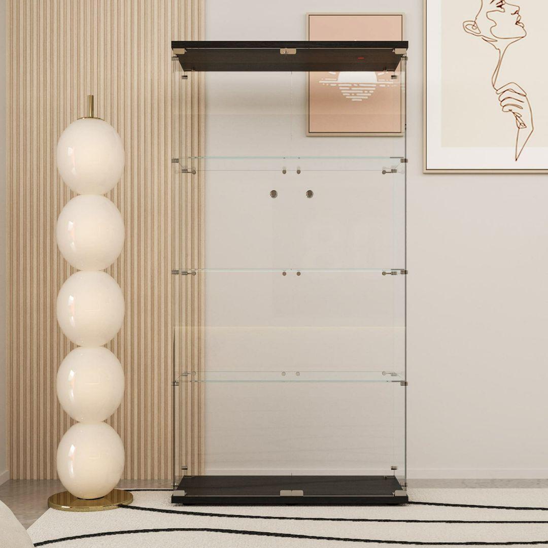 ガラスケース 4段両扉R2002コレクション フィギュア 棚 ショーケース 黒