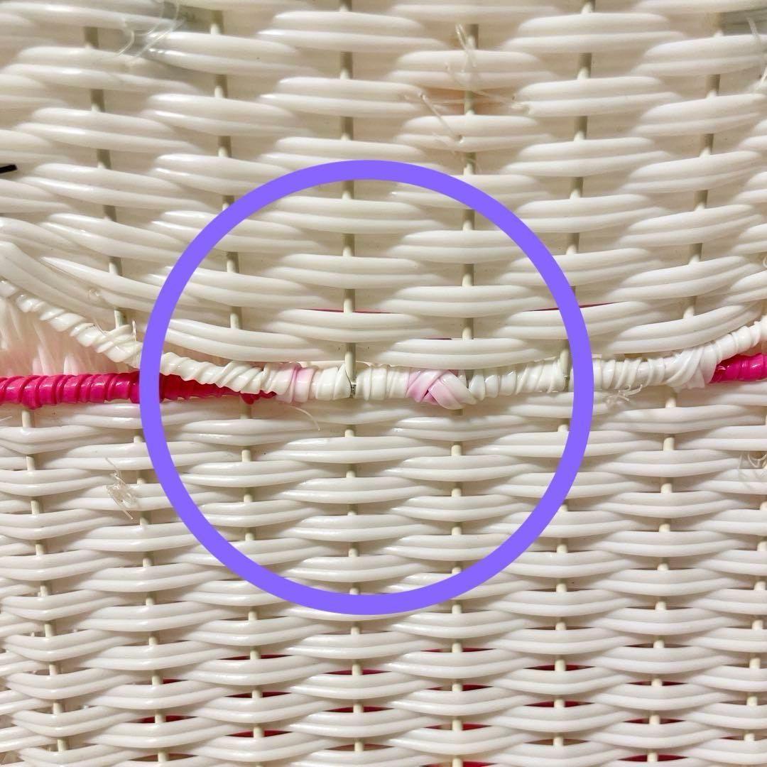 ハローキティ　カオハナキティ　平成レトロ　籐風　編みカゴ　小物入れ　リモコン立て