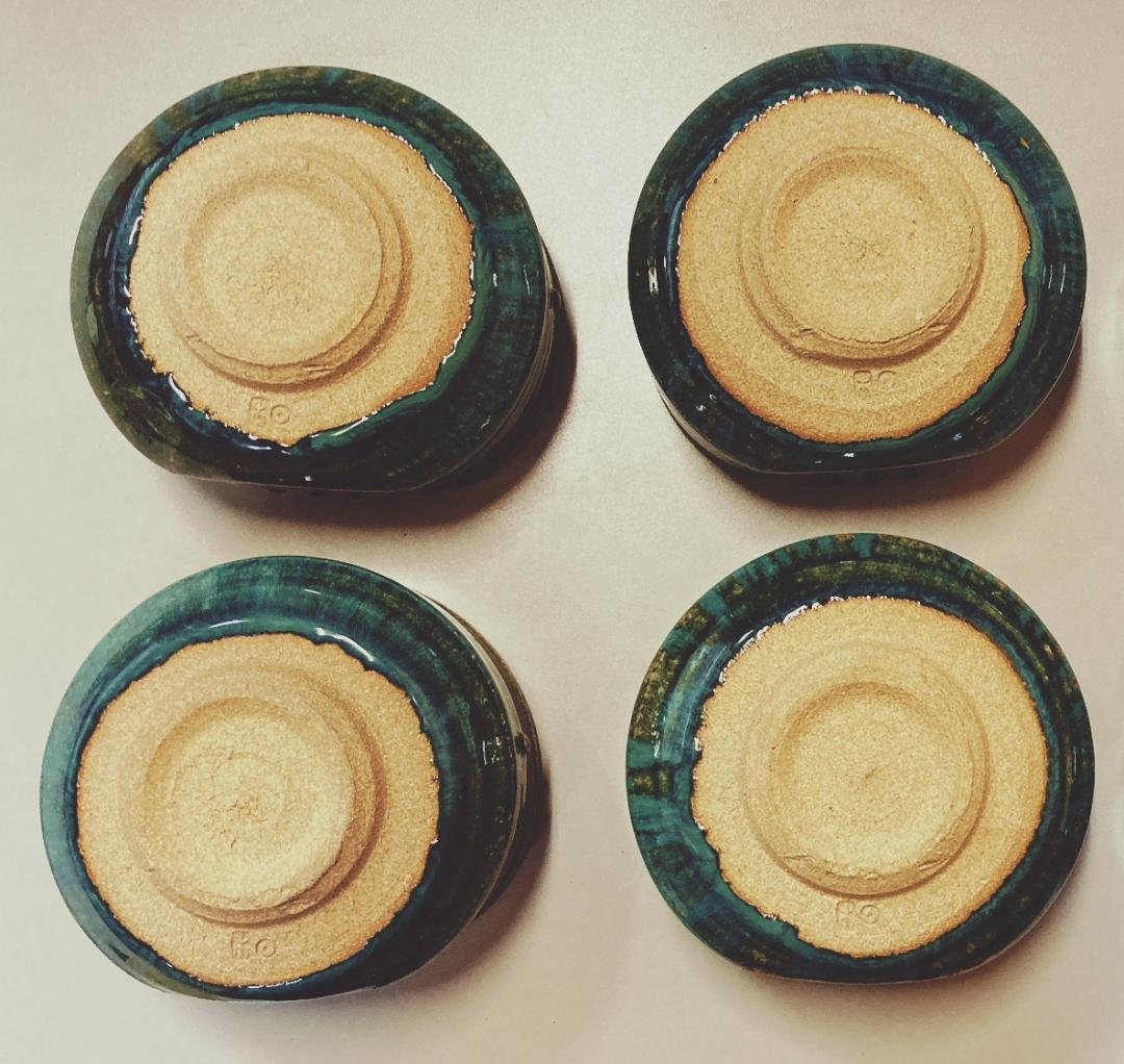 【値下げ】【未使用6客】 熊谷保興 上野焼 緑釉 向付