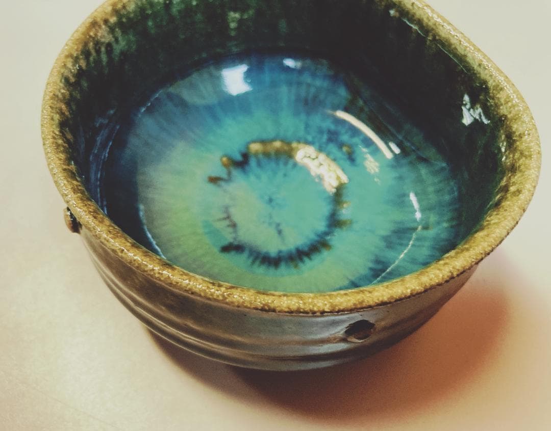 【値下げ】【未使用6客】 熊谷保興 上野焼 緑釉 向付