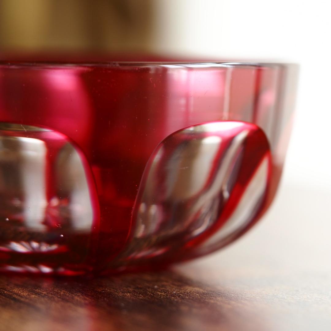 バカラ カット ボウル＆ソーサー セット B469a / エンパイア 金赤