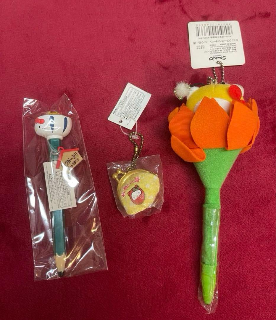 レア·タグ付き☆ご当地キティ 花 妖精 キーホルダー ペン 3体 ぬいぐるみ