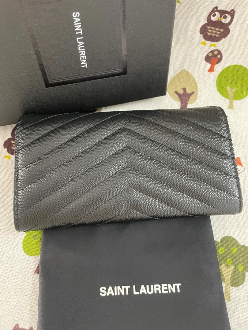 ブラック×シルバー/即買推奨！二つ折り長財布 サンローラン 長財布