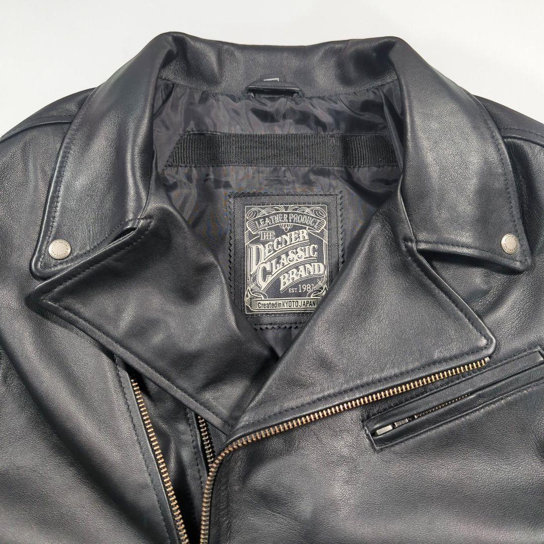 未使用タグ付き.デグナー 2XL ダブルライダース　レザージャケット パット入り