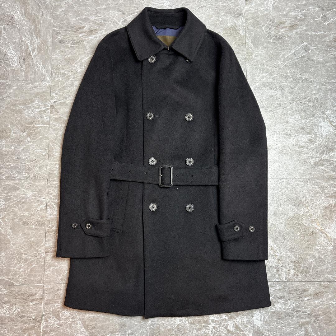 美品 スコットランド製 マッキントッシュ ダブル ウールコート 38 ネイビー