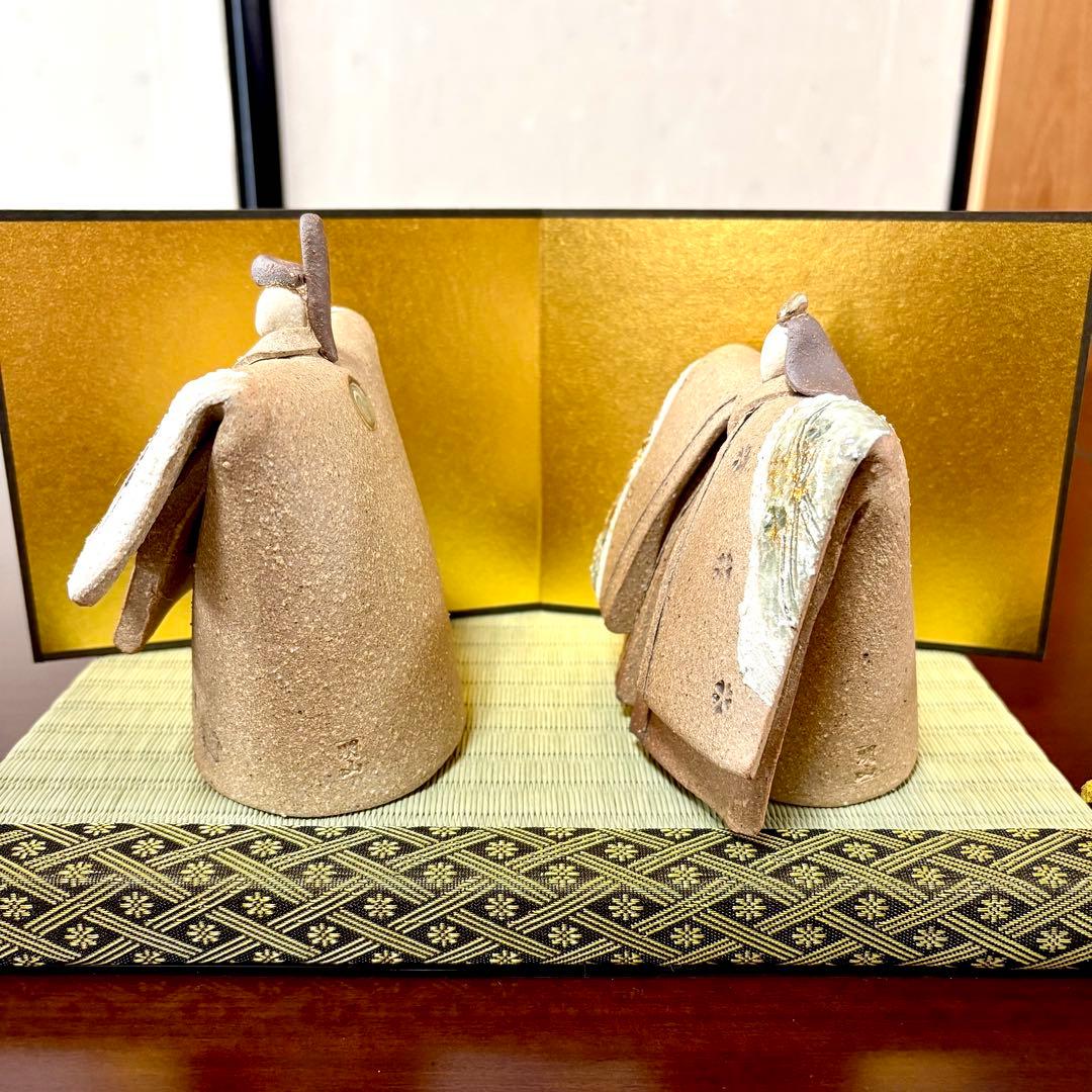 チ*ウ様 しがらき焼　明山　陶雛人形　雛人形　お雛様　節句　信楽焼　陶芸　人形