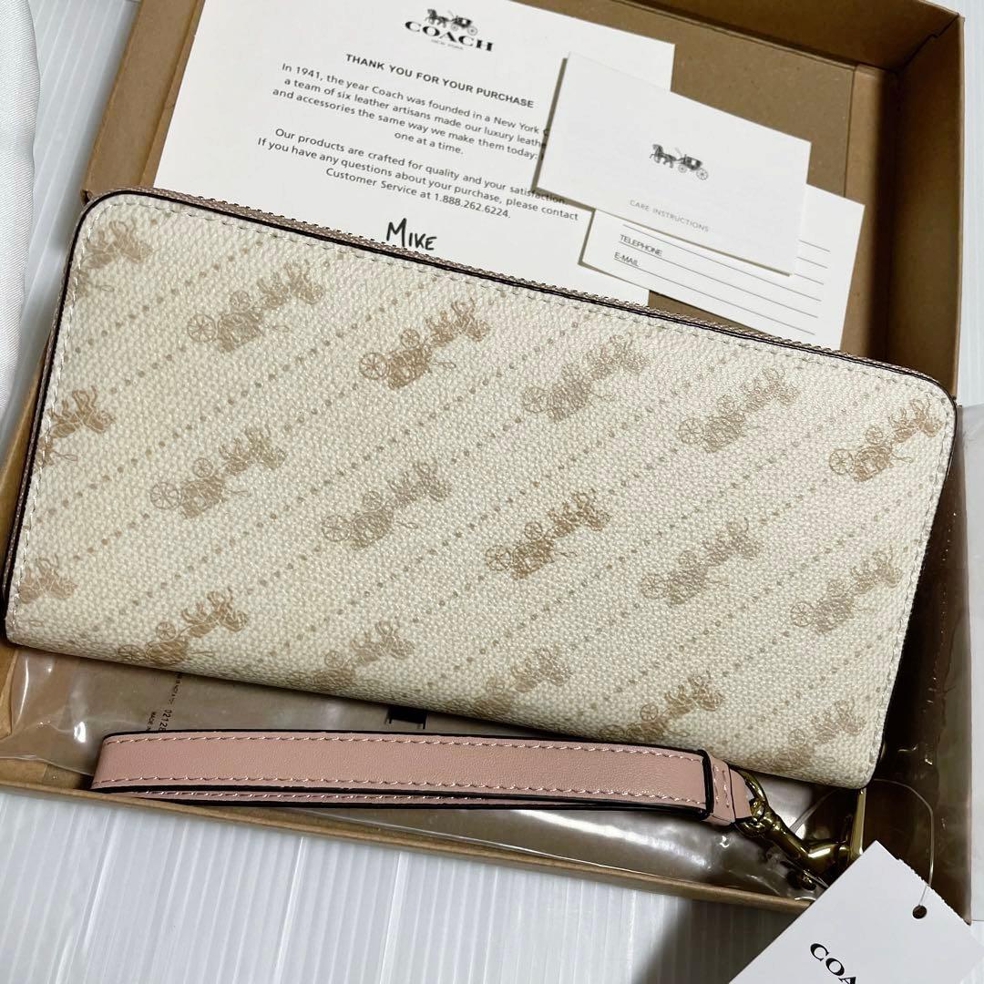 新品✨️ COACH 長財布 馬車ロゴ ホースアンドキャリッジ ストラップ付き