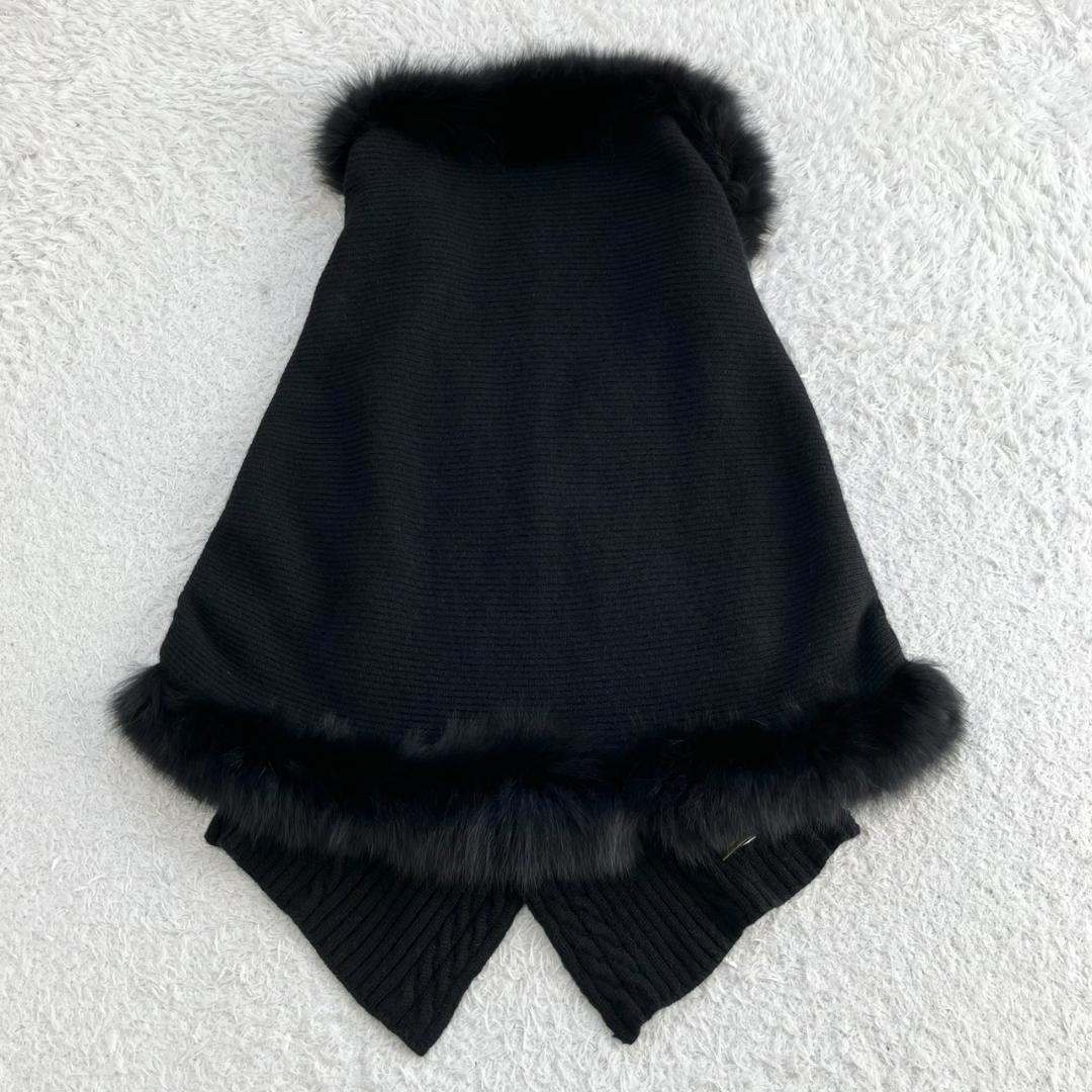 カシミヤ100％✨極美品✨レリアン ポンチョ フォックスファー ニット ブラック