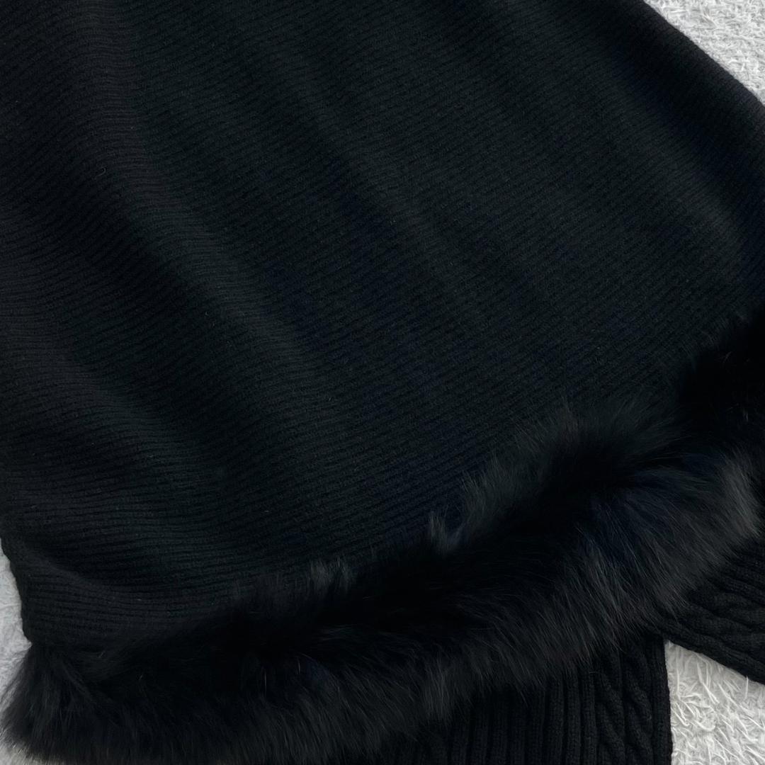 カシミヤ100％✨極美品✨レリアン ポンチョ フォックスファー ニット ブラック