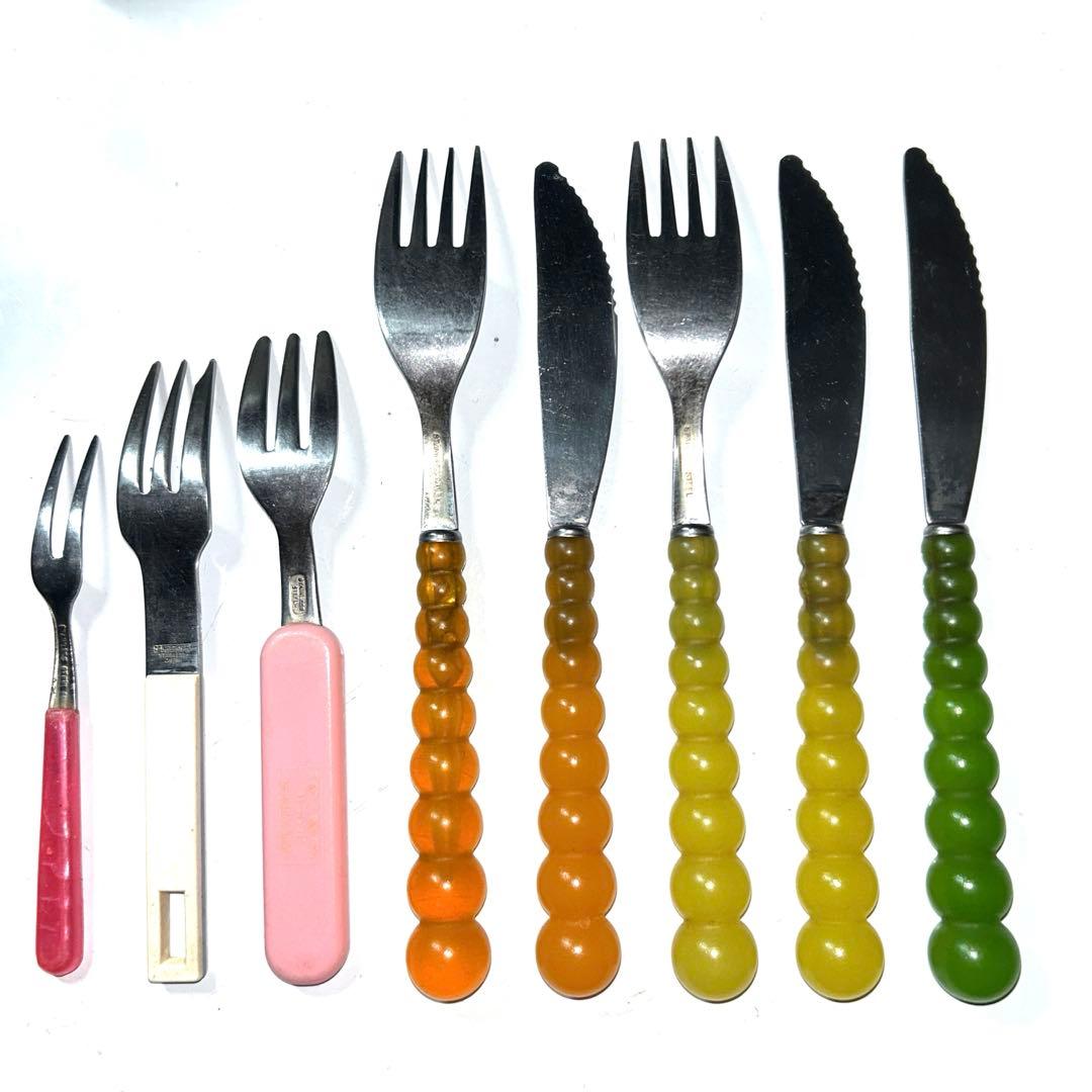 【昭和レトロ】キャンディーカラーのスプーン・フォーク他9本セット