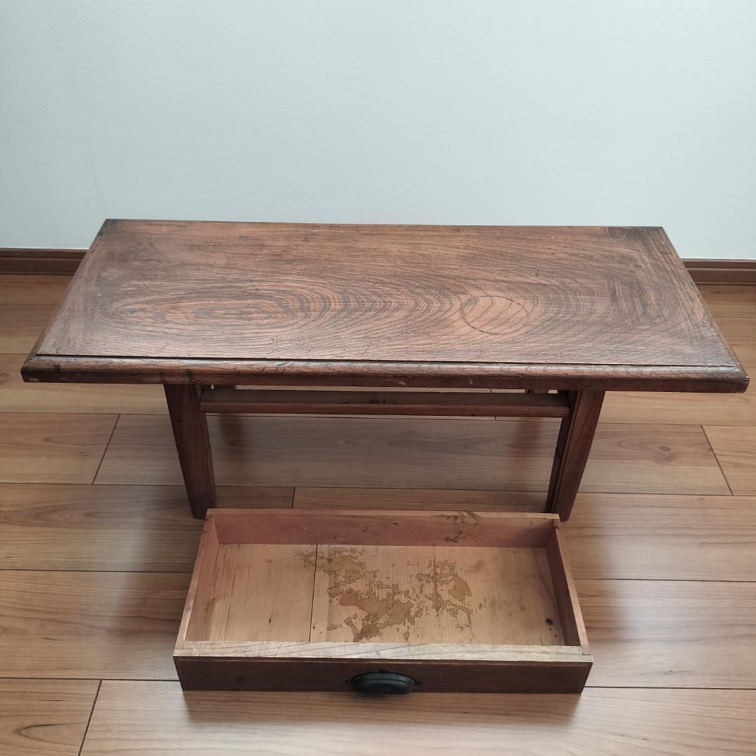 昭和レトロ　アンティーク古家具（木製文机）　引き出し付