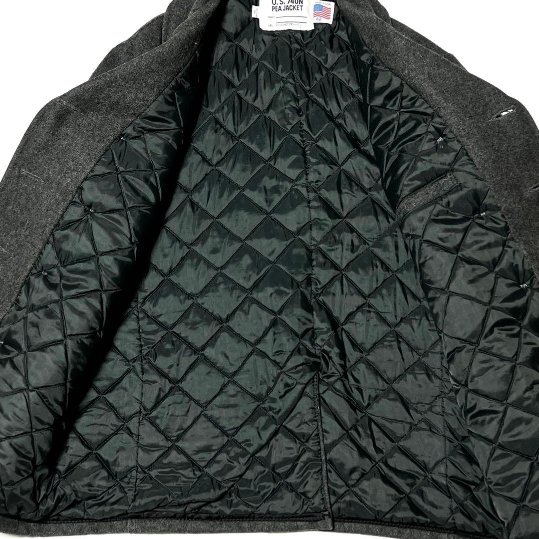 schott USA製 740N Pコート ダークグレー 42 メルトンコート