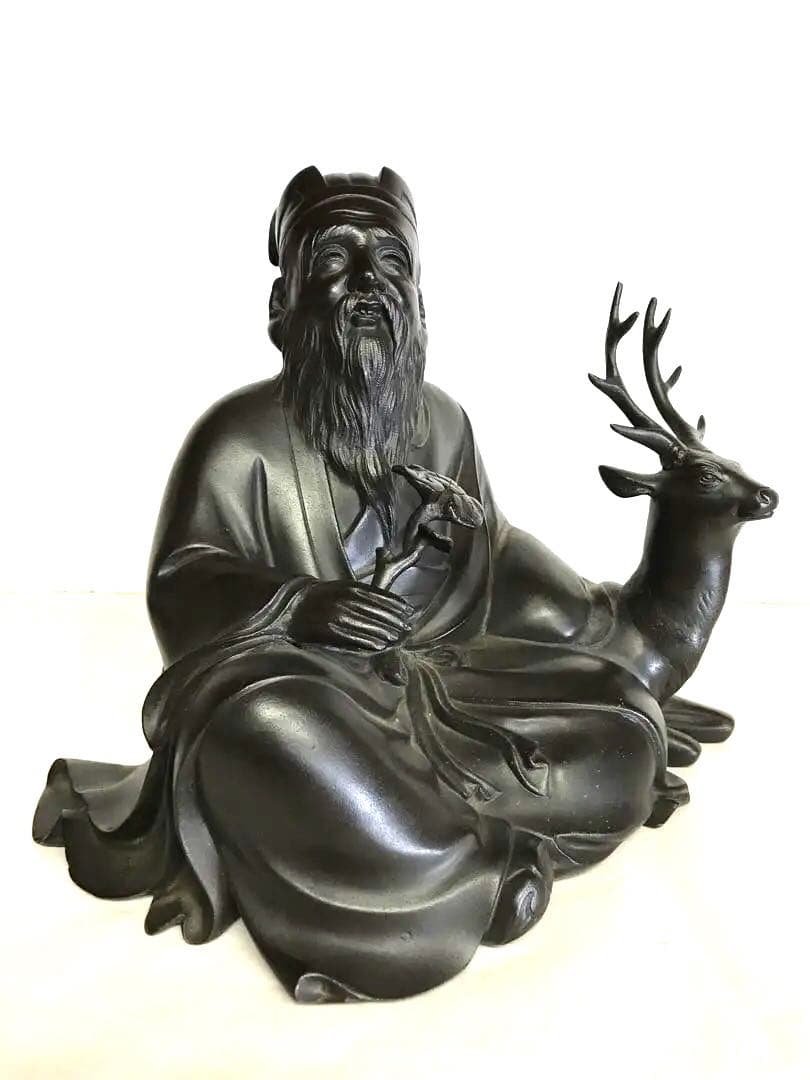 銅製 :鹿寿老人座像