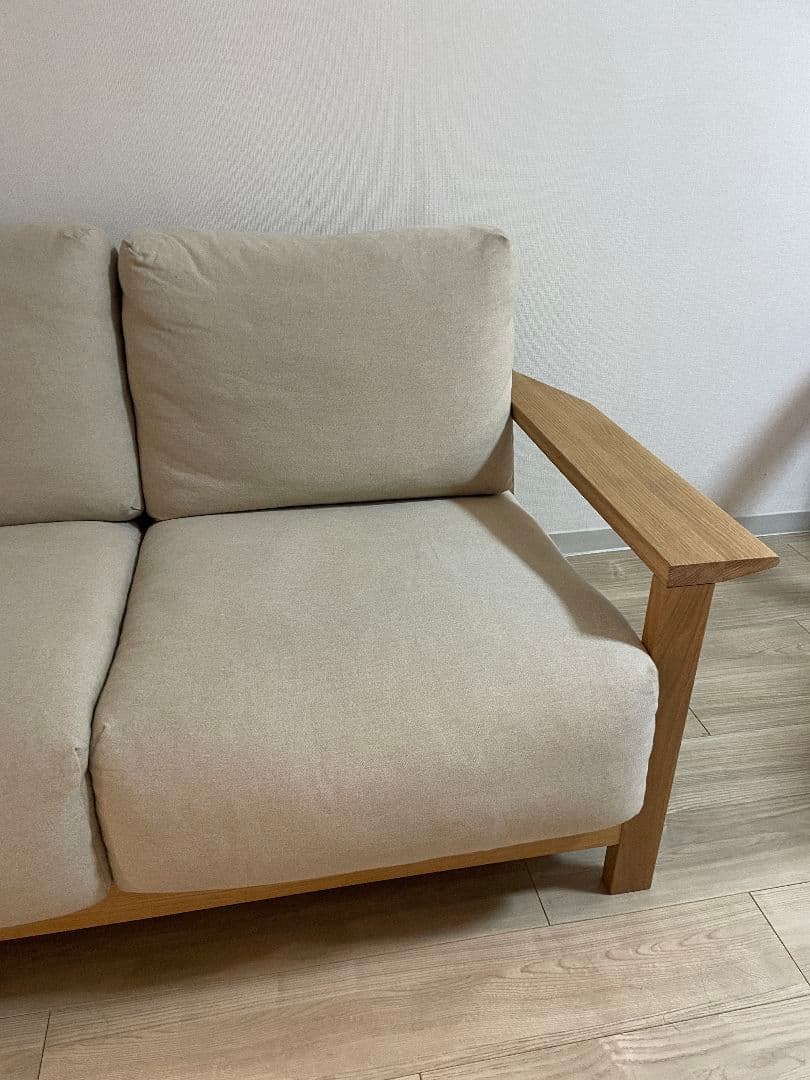 無印良品ソファ本体フェザーポケットコイル2シーター+綿帆布カバー杢ベージュ
