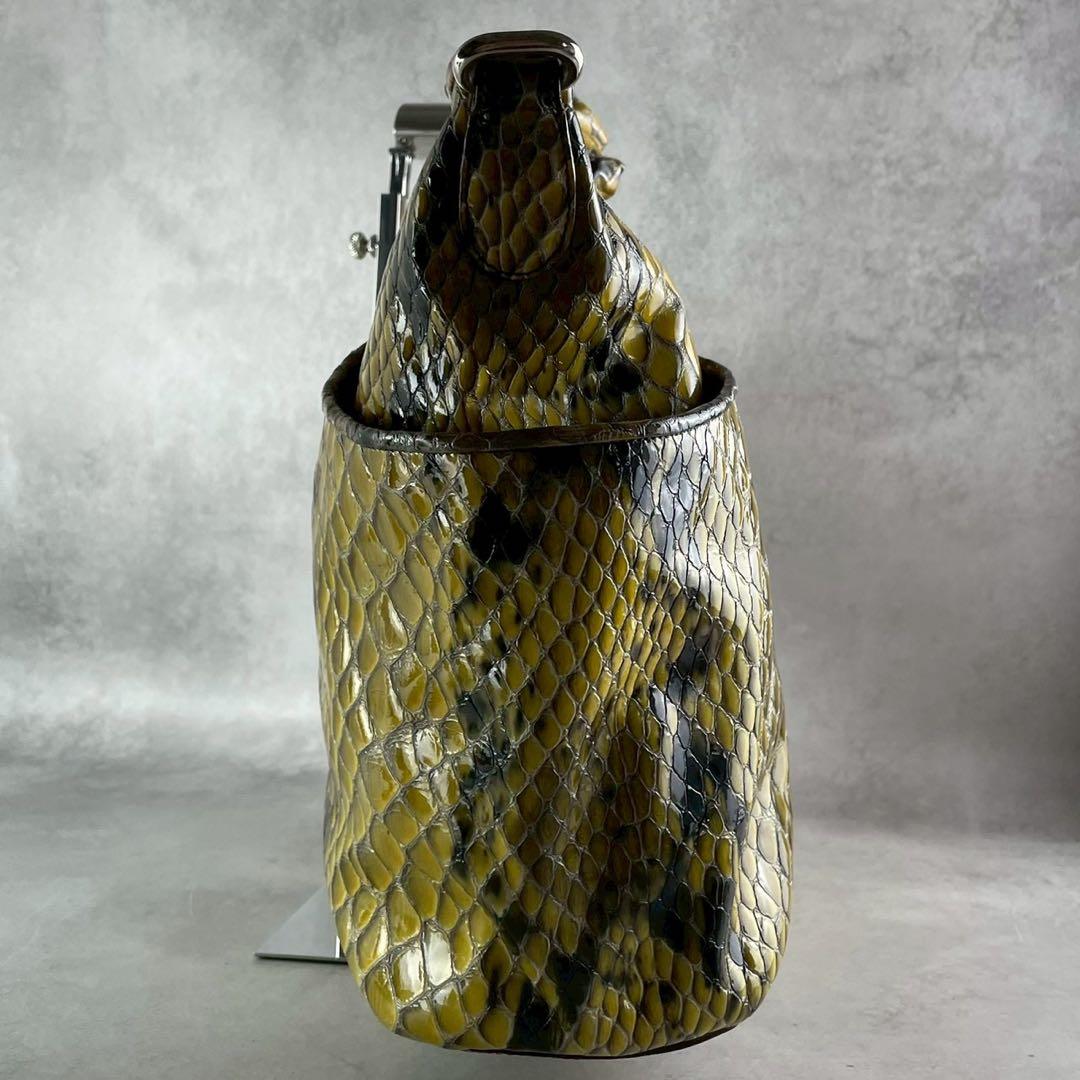 美品✨アルマーニ 2way ボストン ショルダーバッグ パイソン型押し 蛇柄