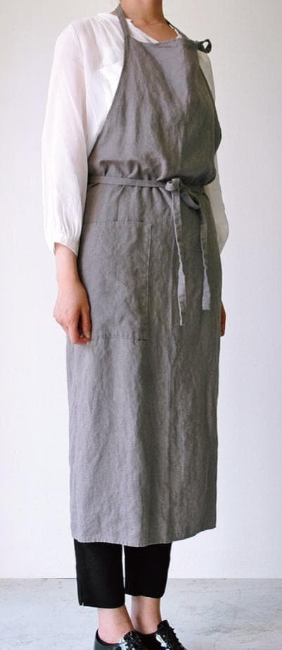 リトアニア製　Linne　リネン/麻　キッチンエプロン GY