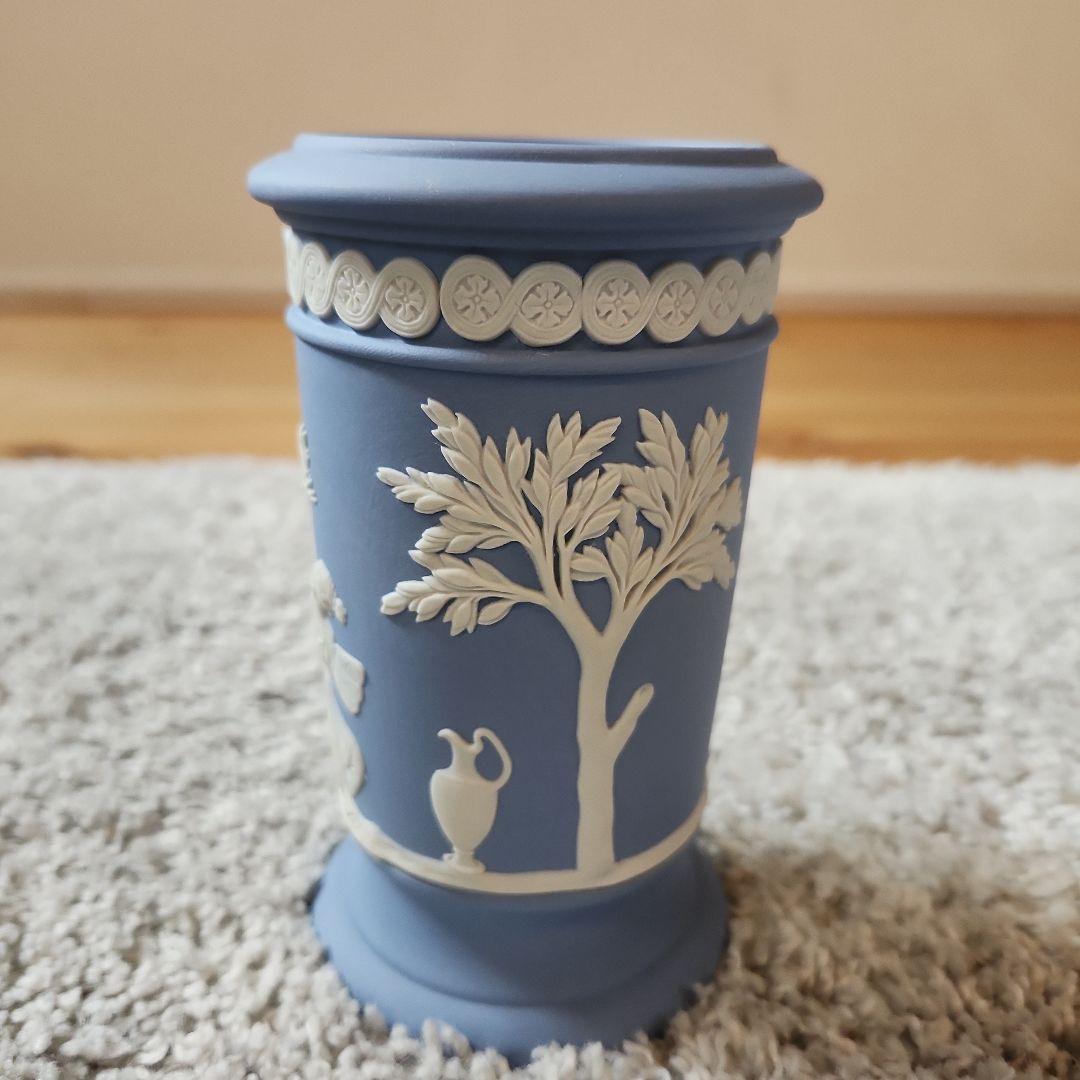 ウェッジウッド ジャスパー 陶器 花瓶 ブルー