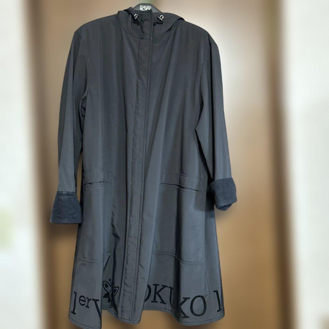 ゆ*り様 トクコ　花柄プリント フード付きジャケット 黒　TOKUKO