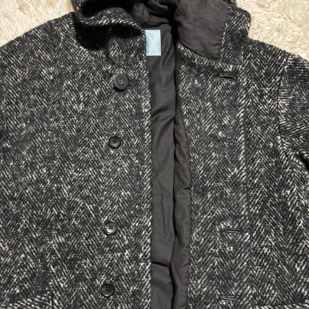 美品★ドゥルカマラ ヘリンボーン フード コート ドロップショルダー サイズ0