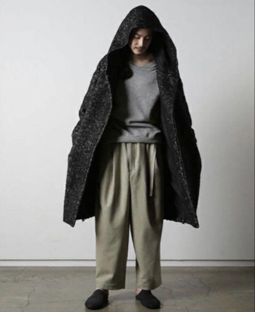 美品★ドゥルカマラ ヘリンボーン フード コート ドロップショルダー サイズ0