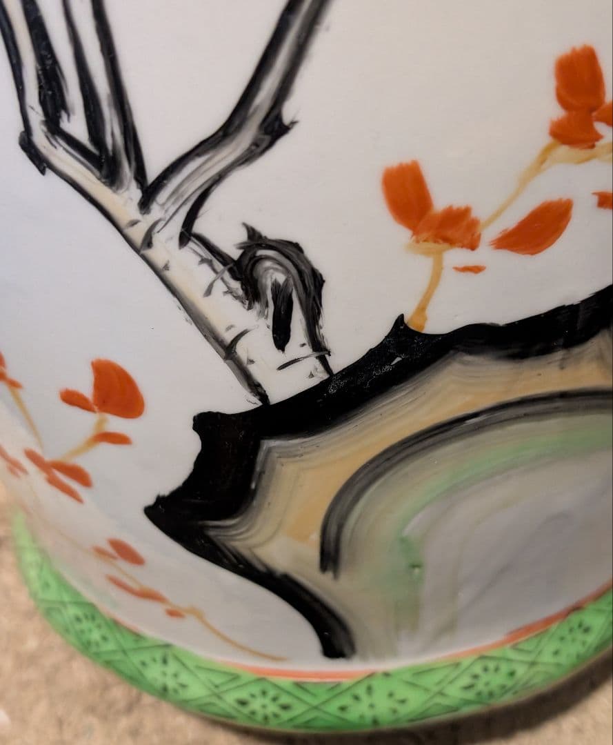 特大花瓶 置物 飾り インテリア アンティーク 花鳥 高さ62cm