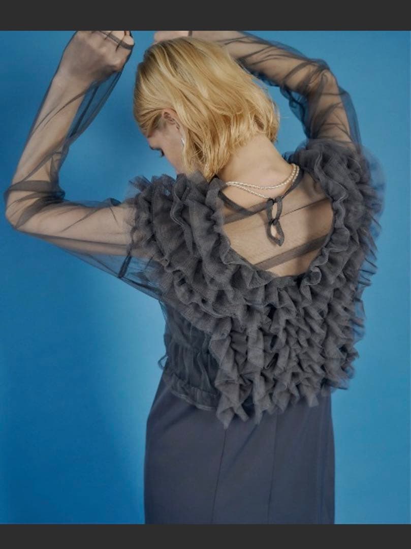 【美品】3wayフリルドレス blue オケージョン 結婚式 お呼ばれドレス