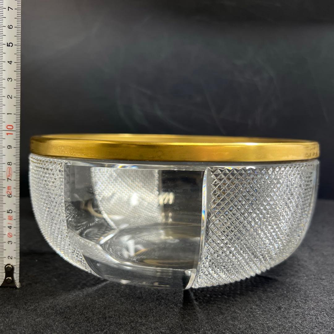 春海バカラ　金彩切子鉢　口径約21.5㎝　東Y7-1217☆1F