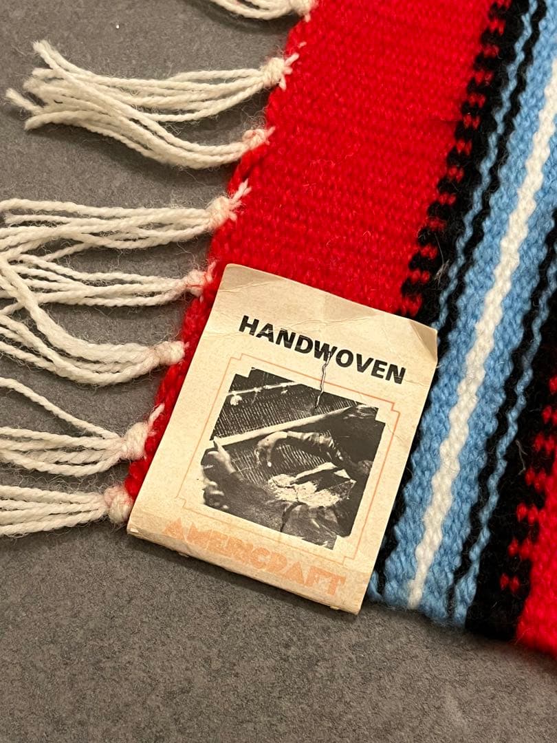 デットストック　ビンテージ　チマヨ　インディアン　ハンドメイド　小さめラグ