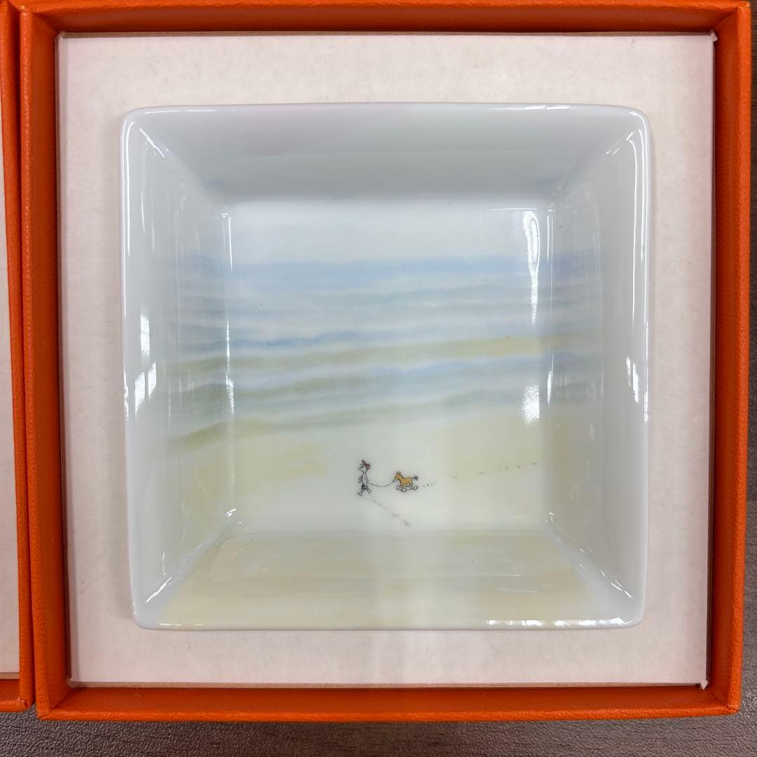 エルメスHERMESノベルティ 角皿 小皿 陶磁器 トレイ 小物入れ 非売品