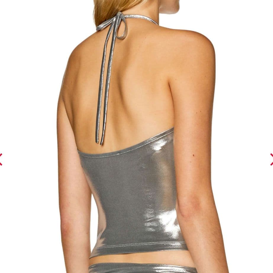 新品タグ付き DIESEL キャミソール シルバー メタル ホルターネック XS